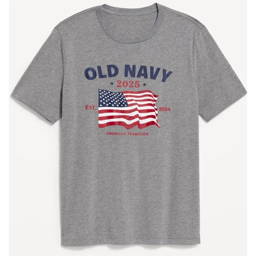 Old Navy USA American 2025 Flag 4th of July T-Shirt Gray Sealed Size Large/Tall